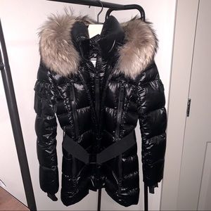 SAM Millennium fox fur belted down puffer jacket